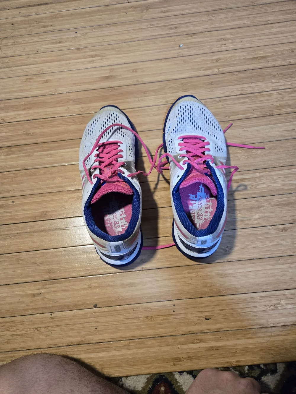 Women's Running Sneakers - White with Pink & Navy